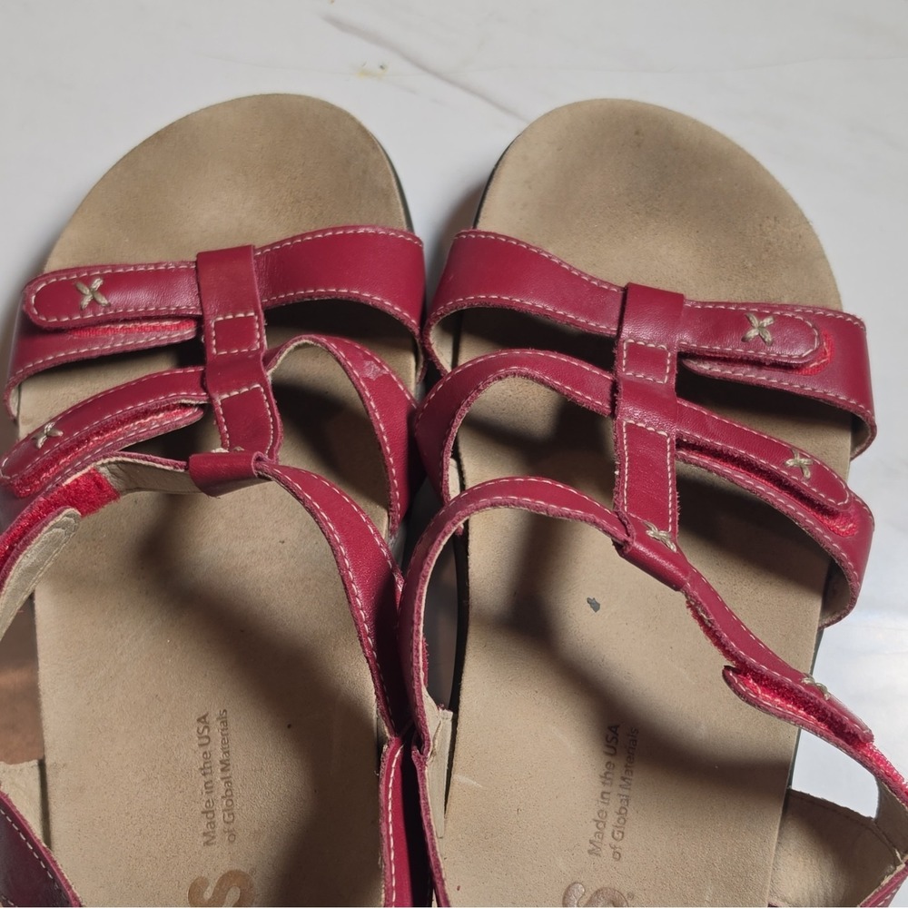 SAS Tripad Comfort Women's Red Leather Strappy Hook & Loop Sandals US 10 - Picture 2 of 5